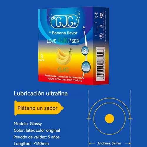 Condón3 Piezas Condón De Sabor A Plátano Para Hombres De Gom