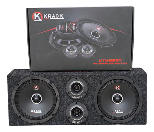 Set De Medios Krack 8 Tweeter Ktm-8520 + Cajon Open Show Color Negro