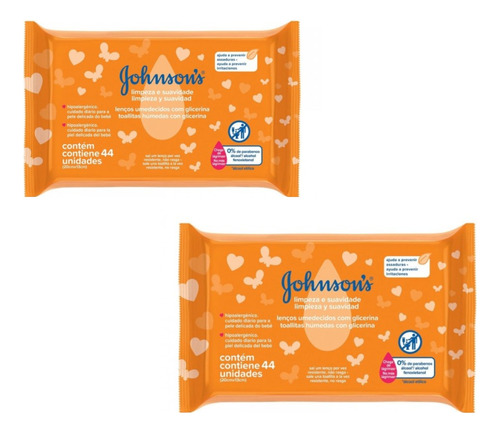 Kit X 2 Jhonson's Toallitas Humedas Con Glicerina X 44 U