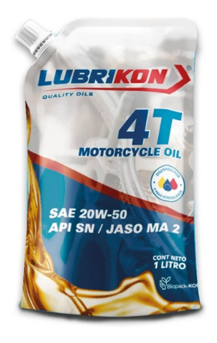 Aceite Mineral 4t 20w-50 Para Motos Lubrikon 1l (caja 12und)