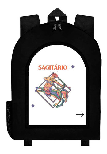 Mochila Negra Zodiaco Sagitario  #br8