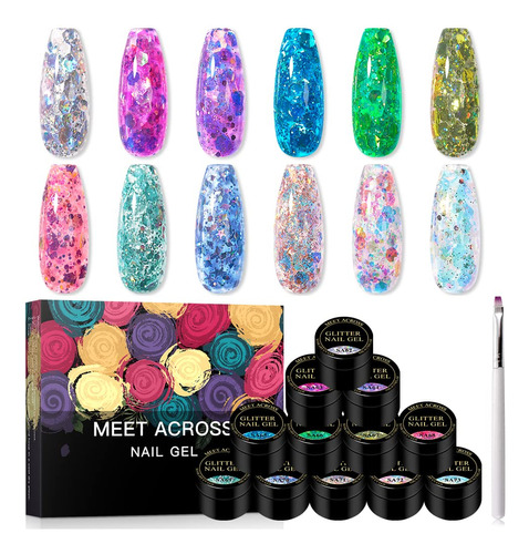 Meet Across Juego De Esmaltes De Unas De Gel Con Purpurina D