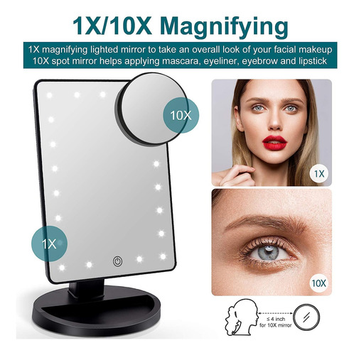 Espejo De Maquillaje Iluminado Con 21 Luces Led