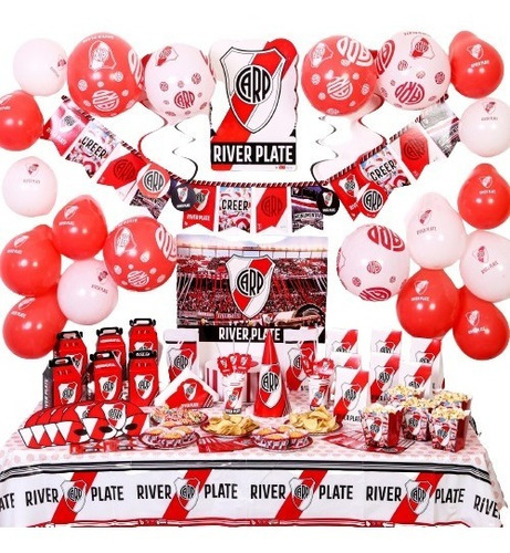 Combo Cotillon River Plate 30 Decoracion Cumpleaños Basico