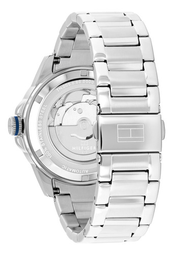 Tommy Hilfiger Reloj Para Hombre Lars 1710693 Brazalete 42mm Correa Plateado Bisel Plateado Fondo Azul Marino