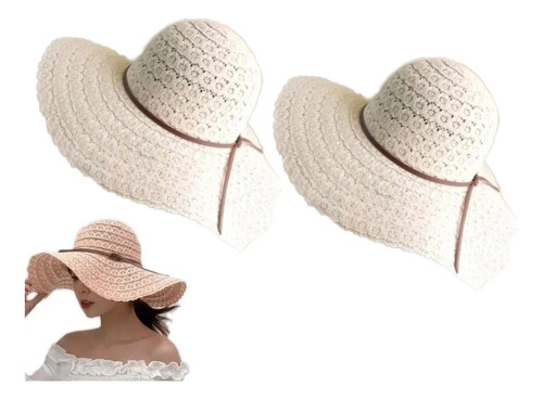 2 Pcs Sombrero Playa Mujer De Sol Playero De Visera Plegable