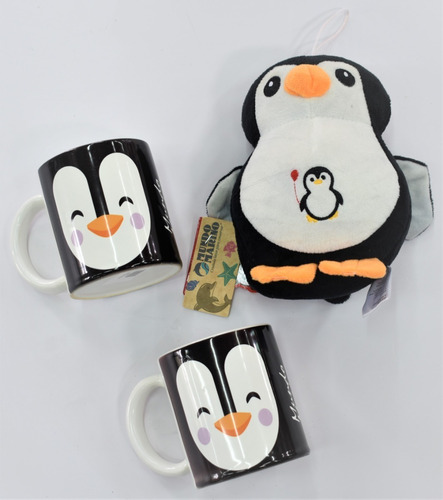 Imagen 1 de 1 de 2 Tazas Pinguino + Peluche Pinguino 18cm
