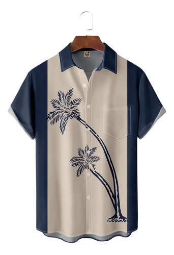 Ads Camisa Hawaiana Unisex Coconut Trees Blue2, Camisa De