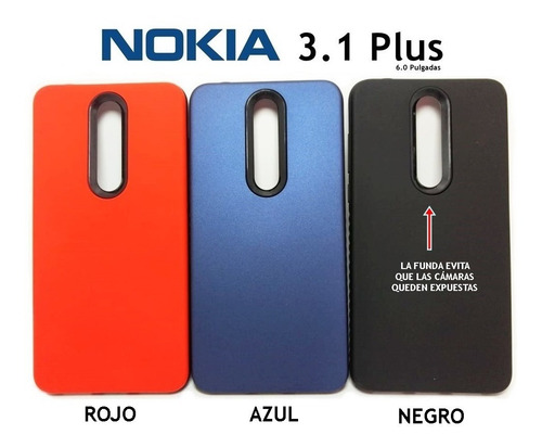 Funda Protege Cámara + Templado Plano Nokia 3.1 Plus Rosario