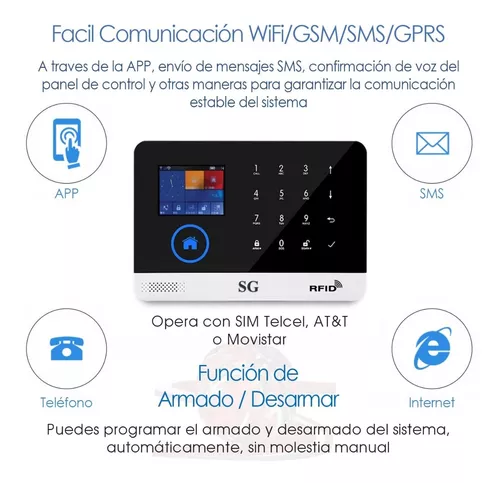 Alarma Touch Wifi Gsm Alerta App Internet Control Celular Seguridad  Inalambrica Kit Sensores Casa Negocio Vecinal