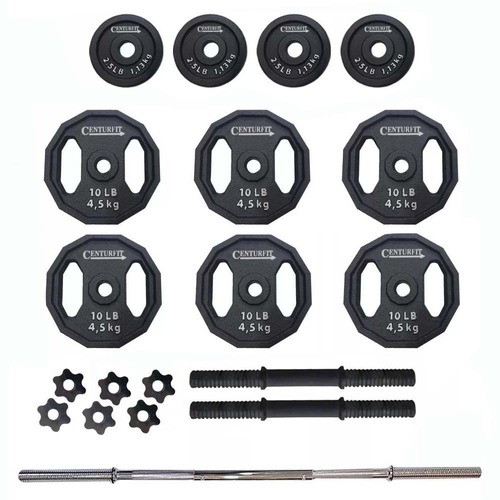 Set De Pesas Barra Y Discos 70lb Kit Gimnasio Fitness 32kg