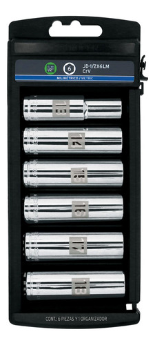 Juego 6 Dados Largos Cuadro 1/2 Mm, Truper