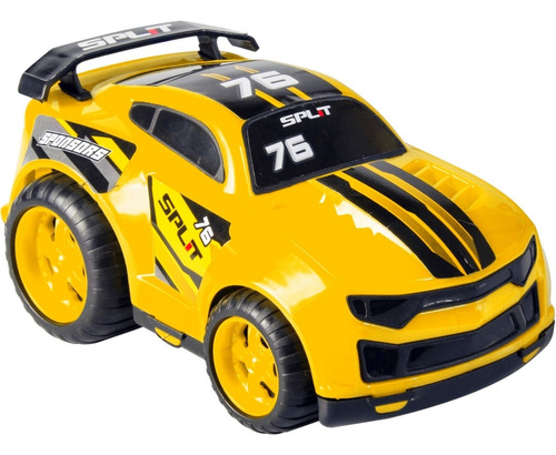 Carrinho De Corrida Split Car Rodas Livres - Bs Toys Cor Amarelo