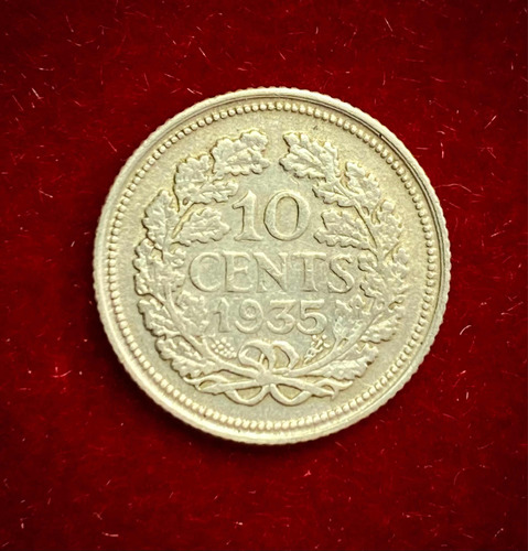 Moneda 10 Centavos Holanda 1935 Plata 0.640 Km 163