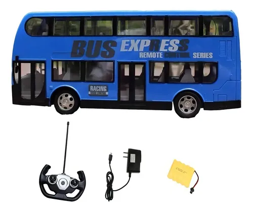 Autobús Escolar A Control Remoto 360° Con Recarga USB Y Batería, Para Niños De 3 Años (Azul)