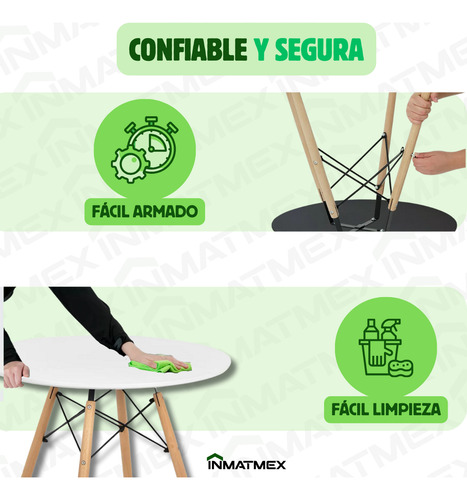 Mesa Redonda Eames Moderna 80cm Para Jardín Y Hogar