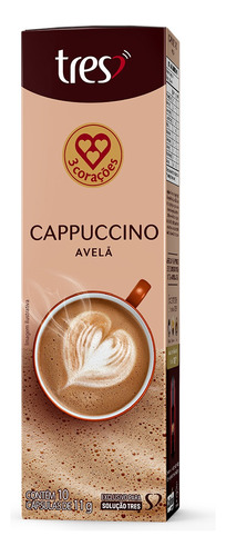 Cappuccino em Cápsula Avelã Tres Caixa 110g 10 Unidades