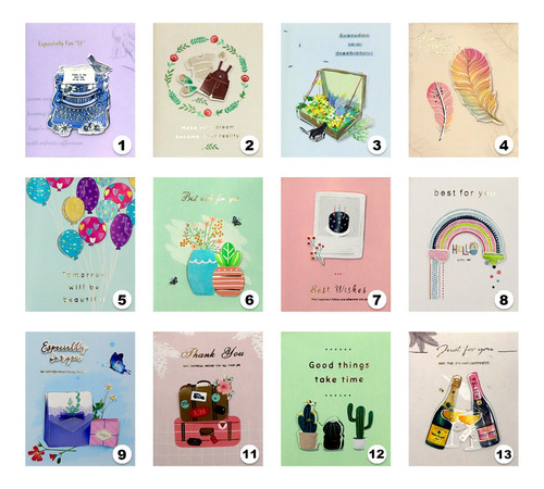 20 Tarjetas De Felicitaciones Con Sobre 12 Diseños Modelo 3