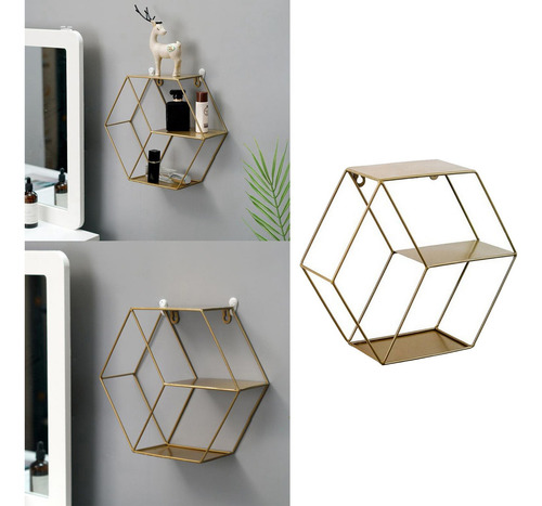 Estantes De Pared De Hierro Forjado Flotante Hexagonal,