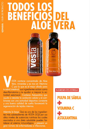 Imagen 1 de 4 de Bebida Sabor Mandarina Vesta By Kromasol Pulpa De Sávila