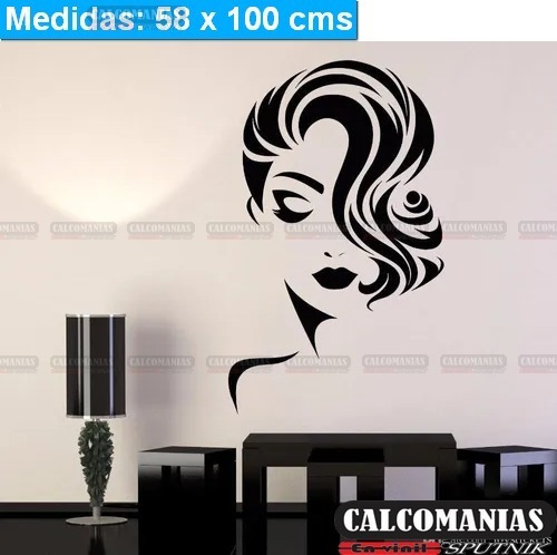 Vinil Decorativo Dama Cabello, Estetica Salon Belleza 60x100