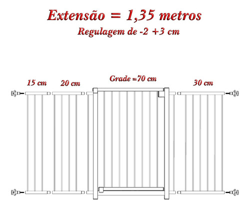 Grade Portão Pet Bebê Divisor Ambiente 133 A 138 Cm Branco