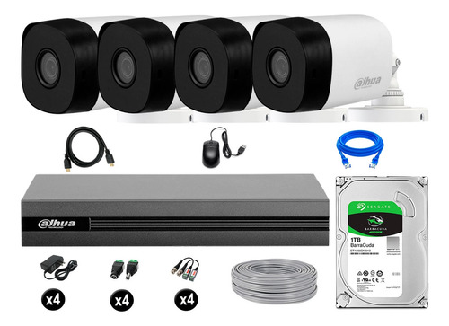 Cámaras De Seguridad Dahua Exterior Kit 4 Full Hd 1080p 1tb