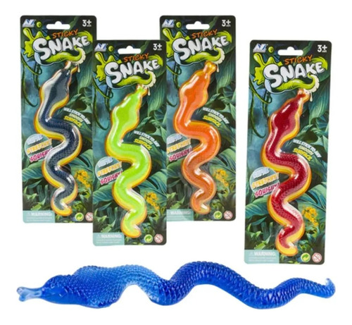 Brinquedo Sticky Snake Cobra Gruda Sensorial Super Elástica Cor Colorido