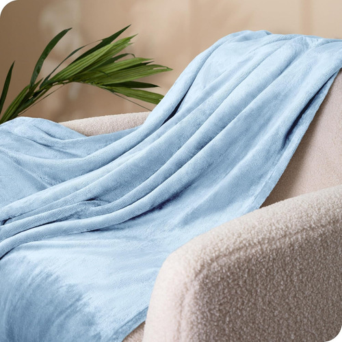 Frazada Manta Plush Flannel 240 X 190cm Térmica Ultra A Soft Celeste Liso