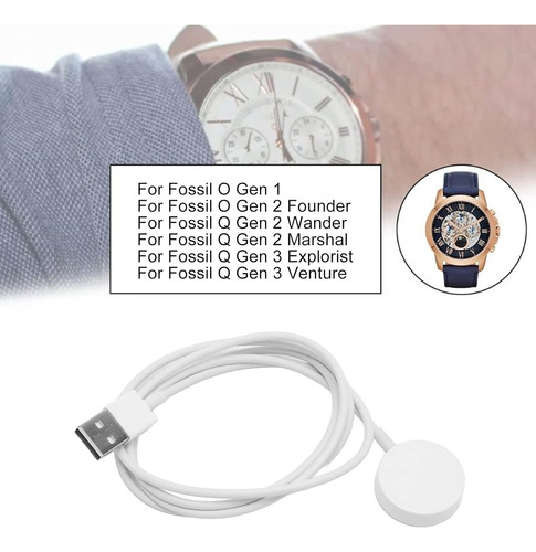 Cargador Magnético Usb Para Fossil Gen 1/2/3 Blanco