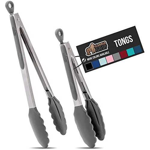 Stainless Steel Silicone Tongs For Cooking, Set Of 2, I...