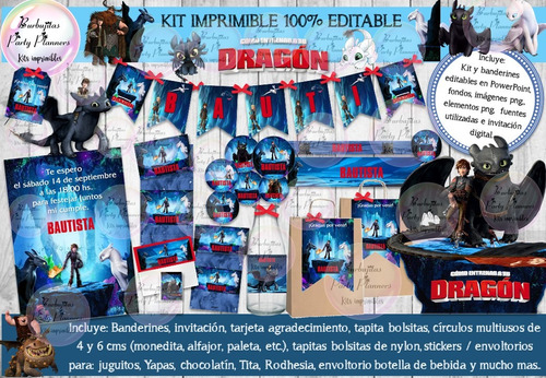 Kit Imprimible Candy Como Entrenar A Mi Dragon 100% Editable