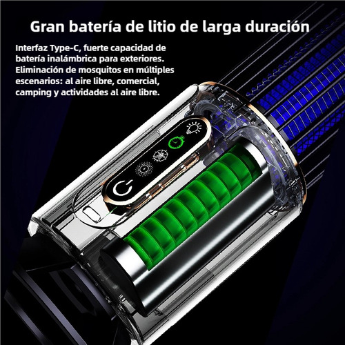 Lámpara Repelente Eléctrica Recargable Mata Mosquitos Mosca 4500V Usb Color Azul