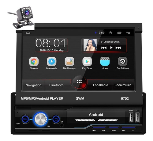 Android Radio Gps Pantalla Táctil Retráctil De Un Solo Din D