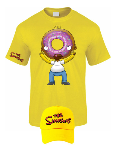 Camiseta Manga Corta Homero Simpson Cara Dona Obsequio Gorra