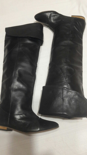 Botas Bucaneras De Cuero Negro 39