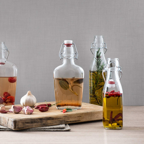 Botella De Vidrio Transparente 230 Ml Con Tapa