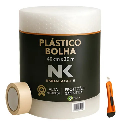 Plástico Bolha Bobina 40x30 Metros Embalagem Proteção Branco