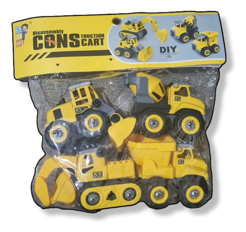 Conjunto 4 Carrinhos Monta E Desmonta Caminhão Truck Educar