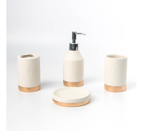 Juego De Baño Set X 4 Moderno Minimalista Color Crema