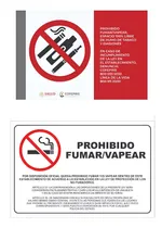 Comprar 2 Señalamientos Prohibido Fumar\u002F Vapear 30 X 20 Cm 2 Modelos