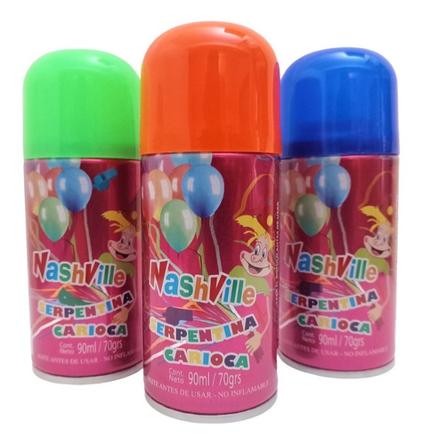 Serpentinas Aerosol Pack X12 Nashville De Colores Surtidos