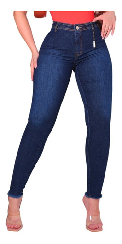 Calça Jeans Feminina Sem Costura Lateral Modeladora Escura