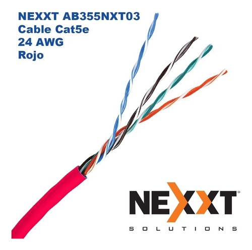 Nexxt Ab355nxt03 - Cable Red Cat5e, 24 Awg, 305m Rollo, Rojo