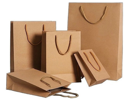 Pack 12 Bolsa Papel Kraft 27×36×9.5cm Reciclable / 154003