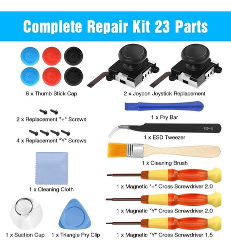 Imagen 2 de 9 de Kit De Reparación Joycon Repuesto Joystick Original 23 Pcs