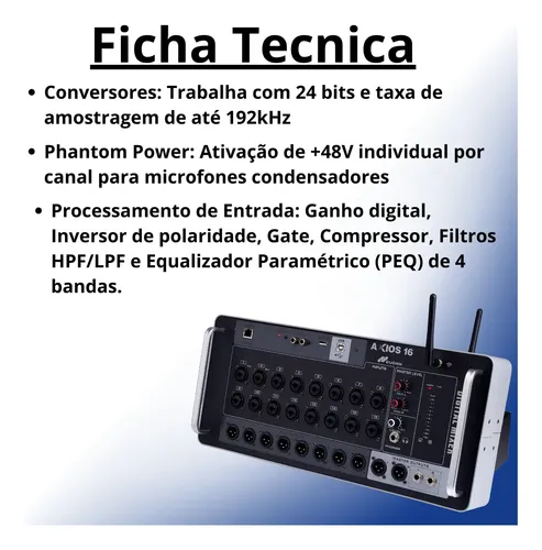Mesa Som Digital Axios 16 Microfone Duplo Dw 602 Dylan Nf | Frete
