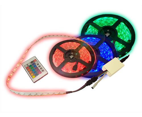 Tira Led Rgb Multicolor 5m 5050 Control Remoto Fuente