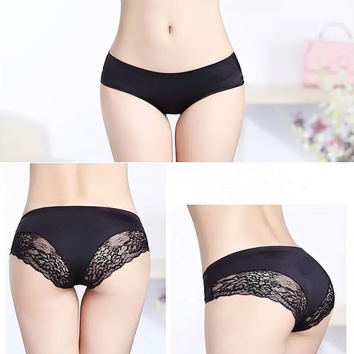 6 Calzones Bragas Cómodo De Seda Hielo De Encaje Para Mujer