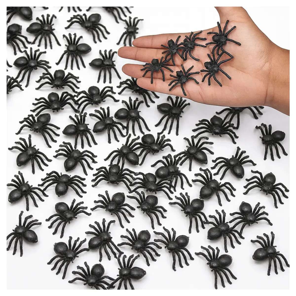 Kit 50 Aranha Falsa De Mentira Halloween Susto Brincadeira Inseto Pegadinha Decoração Brinquedo Brincadeira Trolagem Animais Criança Tamanho Real Dias Das Bruxas